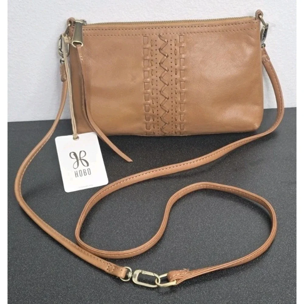 New HOBO‎ Darcy Adjustable Brown Leather Crossbody Harvest Wheat Boho Purse Bag